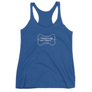 Blue tank top featuring "I kissed a dog and I liked it" design.